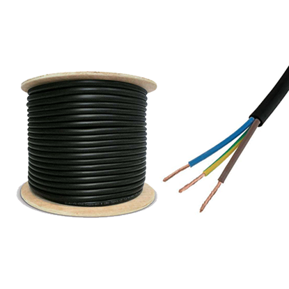 Picture of 0.75mm 3183Y Black Three Core Round Circular PVC Flexible Cable - 50m Drum