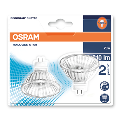 Picture of Pack of 2 - Osram Decostar 51s Star Dimmable - MR16 GU5.3 Dichroic Bulb