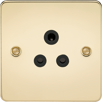 Picture of 5A Unswitched Socket - Polished Brass with Black Insert