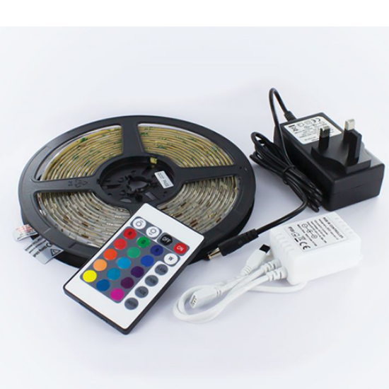 Picture of RGB Plug & Play Colour Changing LED Strip - 5M RGB Strip, IR Controller & UK Wall Mounted Driver
