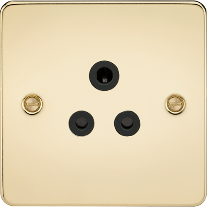 Picture of 5A Unswitched Socket - Polished Brass with Black Insert