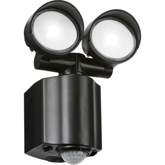 Picture of IP44 2x8W LED Twin Spot Black Security Light with PIR