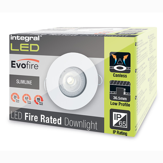 Picture of Evofire Fire Rated Downlight 70mm Cutout IP65 White Round + GU10 Holder