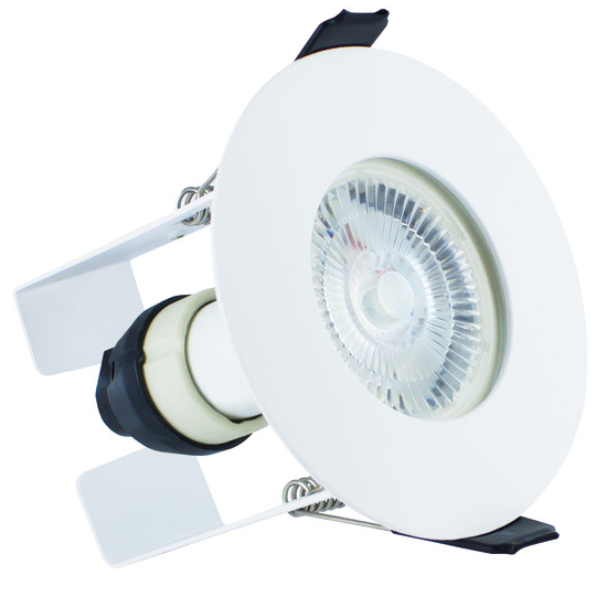 Picture of Evofire Fire Rated Downlight 70mm Cutout IP65 White Round + GU10 Holder & Insulation Guard - Pack of 3