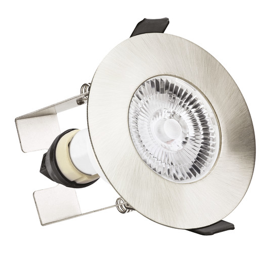 Picture of Evofire Fire Rated Downlight 70mm Cutout IP65 Satin Nickel Round + GU10 Holder & Insulation Guard - Pack of 3