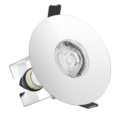Picture of Evofire Fire Rated Downlight 70-100mm Cutout IP65 Polished Chrome Round + GU10 Holder & Insulation Guard