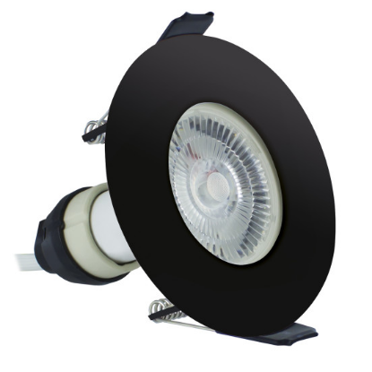 Picture of Evofire Fire Rated Downlight 70mm Cutout IP65 Black Round + GU10 Holder