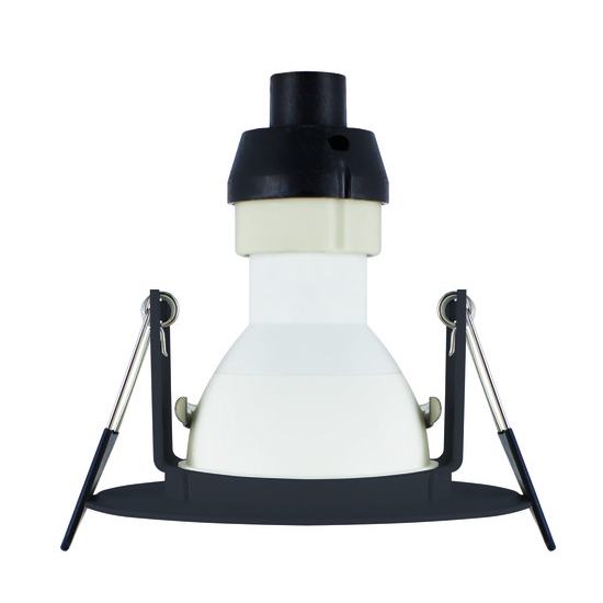 Picture of Evofire Fire Rated Downlight 70mm Cutout IP65 Black Round + GU10 Holder