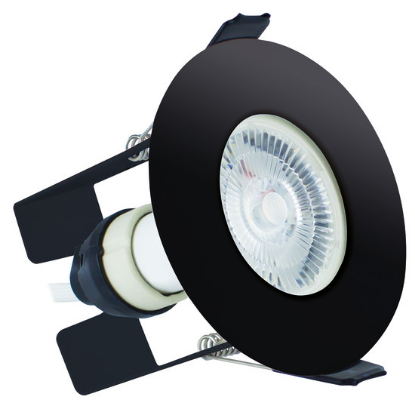 Picture of Evofire Fire Rated Downlight 70mm Cutout IP65 Black Round + GU10 Holder & Insulation Guard