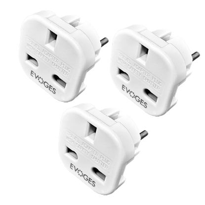 Picture of 10A 250V AC UK to EU Travel Adapter - Pack of 3