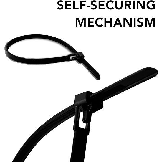 Picture of 7.6x300mm Black Reusable Releasable Cable Ties - Heavy Duty Nylon Cable Clip (Pack of 10) 