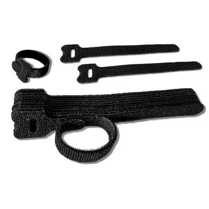 Picture of 12.5x150mm Black Hook & Loop Cable Ties - Heavy Duty Reusable Polyester/Nylon Organisers (Pack of 10) 
