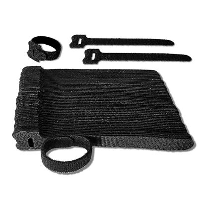 Picture of 12.5x150mm Black Hook & Loop Cable Ties - Heavy Duty Reusable Polyester/Nylon Organisers (Pack of 50)  