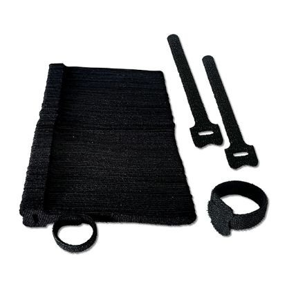 Picture of 12.5x150mm Black Hook & Loop Cable Ties - Heavy Duty Reusable Polyester/Nylon Organisers (Pack of 100) 
